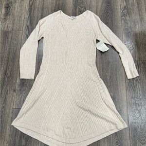 Boston Proper Cream Long Sleeve Knit Dress